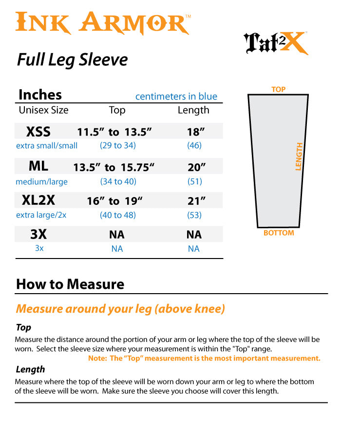 Ink Armor Tattoo Cover Up Sleeve - Full Leg (Black)