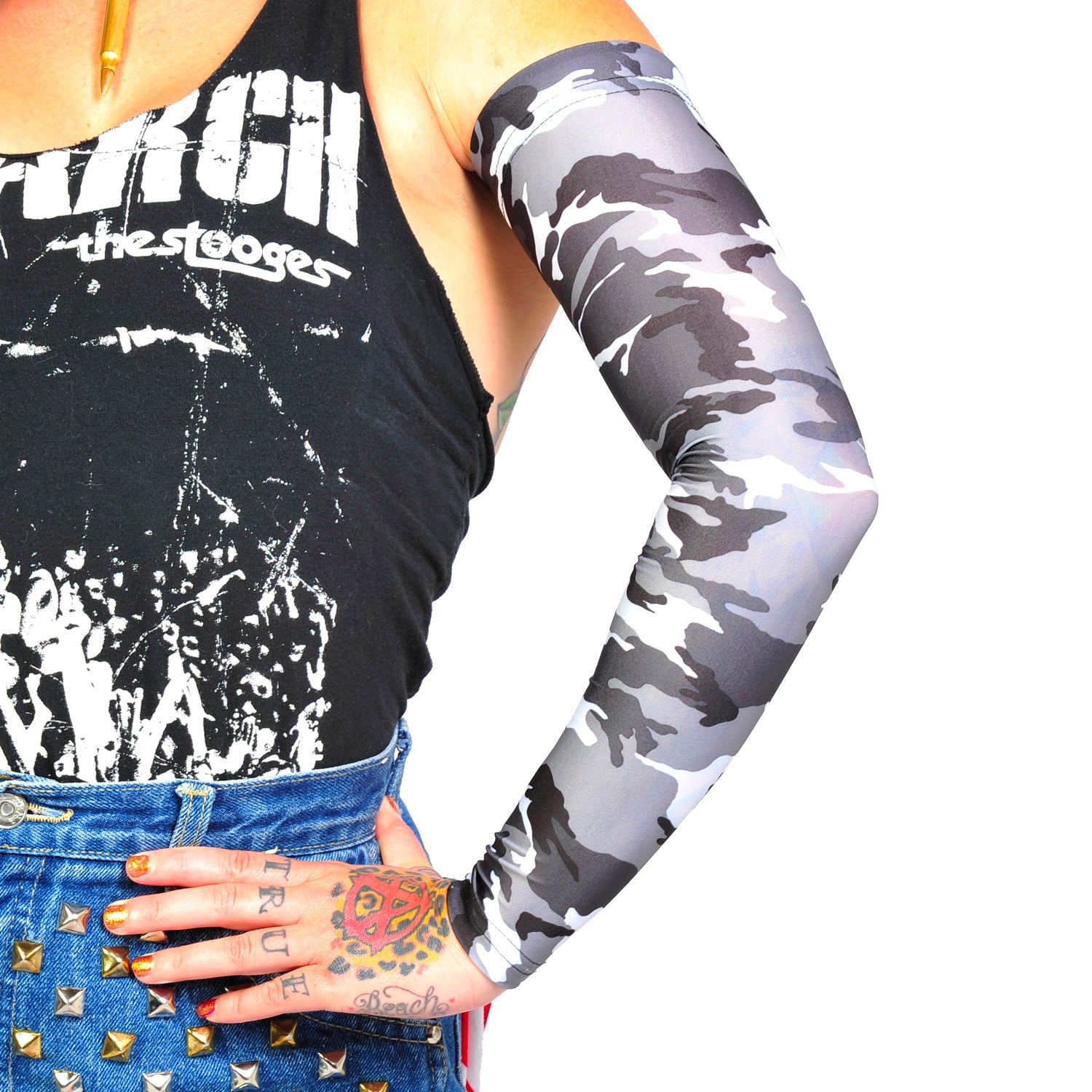 Ink Armor Tattoo Cover Up Sleeve - Full Arm Sleeve (Grey Camo)