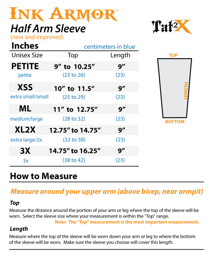 Ink Armor Tattoo Cover Up Sleeve - Half Arm (Dark Navy)