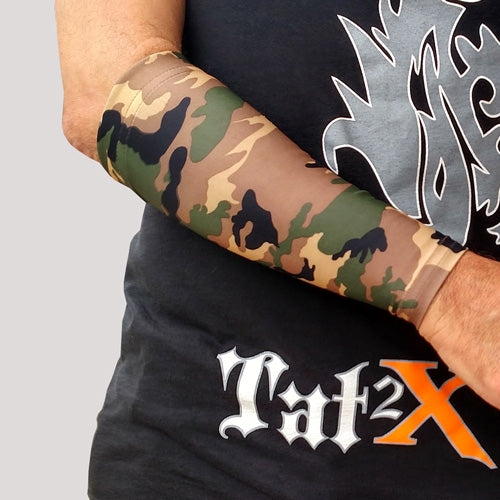 <font color="red"><b>BRAND NEW COLOR!</b></font> Ink Armor Tattoo Cover Up Sleeve - Forearm 9 in. (Green Camo)