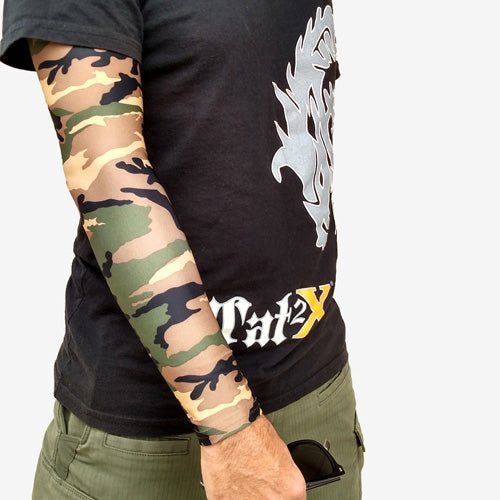<font color="red"><b>BRAND NEW COLOR!</b></font> Ink Armor Tattoo Cover Up Sleeve - Full Arm (Green Camo)